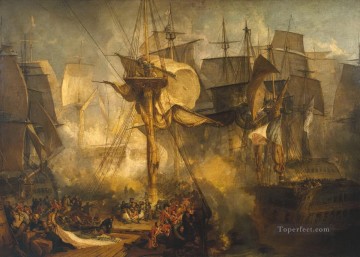 La batalla de Trafalgar vista desde los obenques de estribor Mizen del Victory Turner Pinturas al óleo